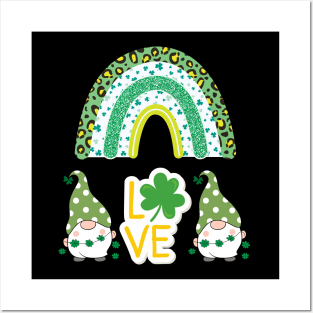 Love St. Patrick's Day Clover Leaf Rainbow Posters and Art